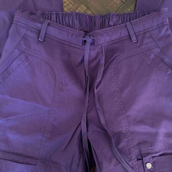 Cherokee Luxe Purple Grape Low Rise Flare Scrub Pants NWT - Picture 5 of 6